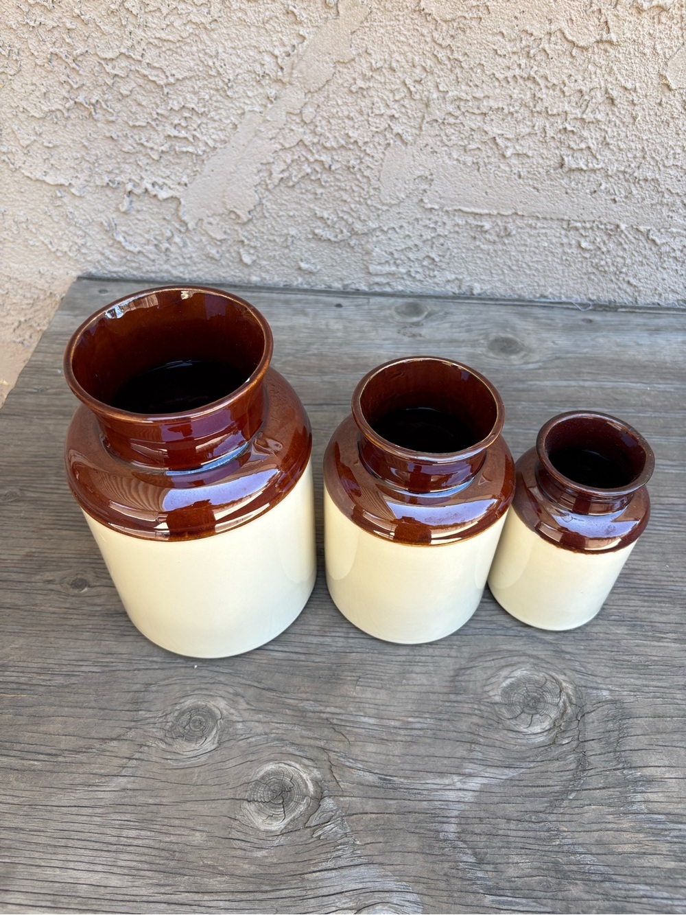 Vintage McCoy Pottery Canister Set Primitive Colonial Farmhouse Scene No Lids - Picture 4 of 12
